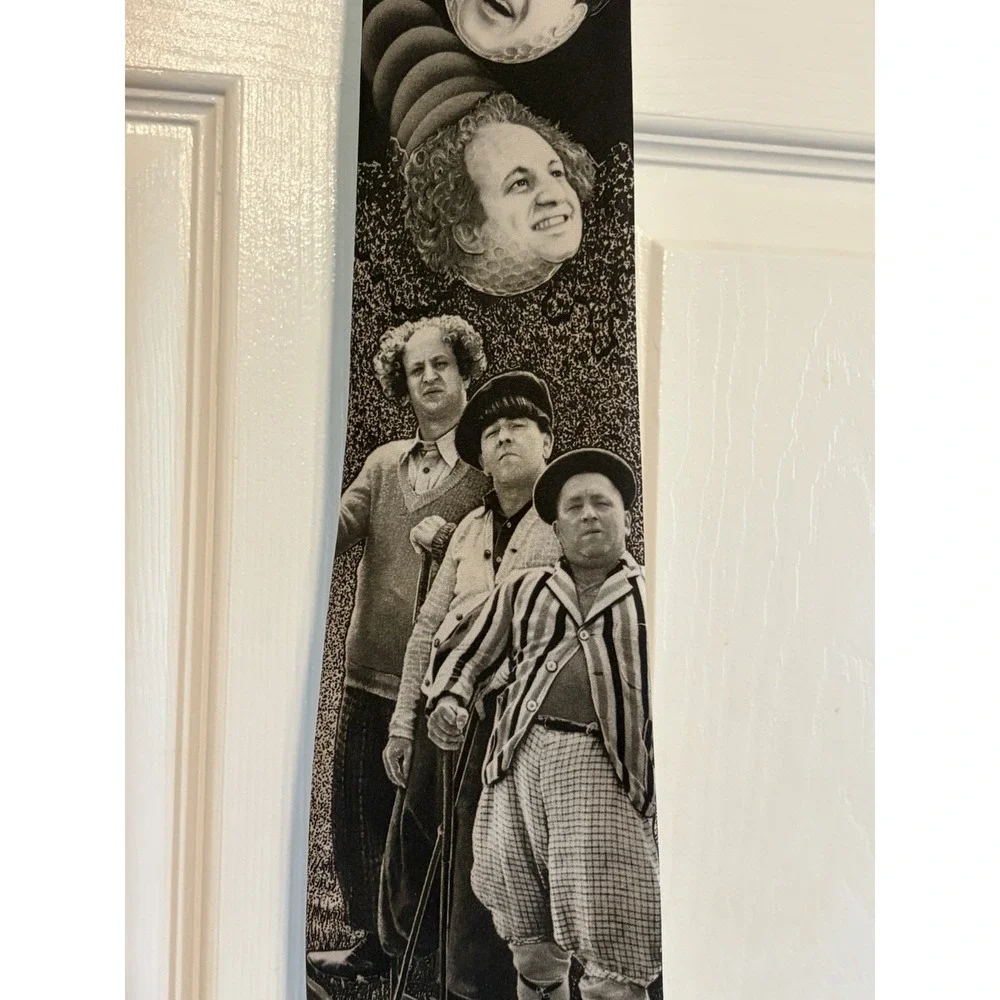Ralph Marlin Three Stooges Black White Golf Tie Necktie, Black Novelty Neck Ties
